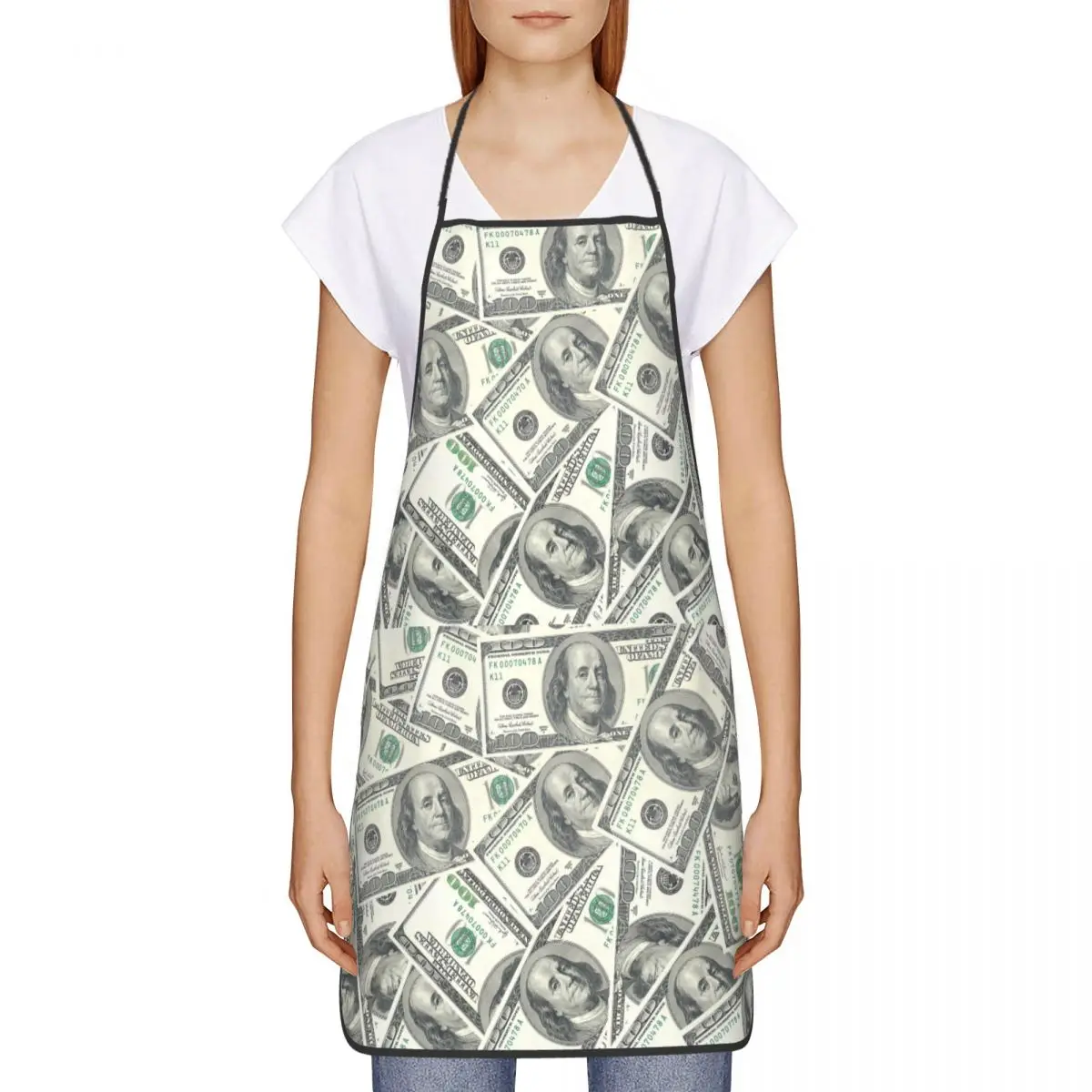 Custom American Money Dollar Bill Apron Women Men Unisex Bib Cooking Kitchen Tablier Cuisine Chef Gardening