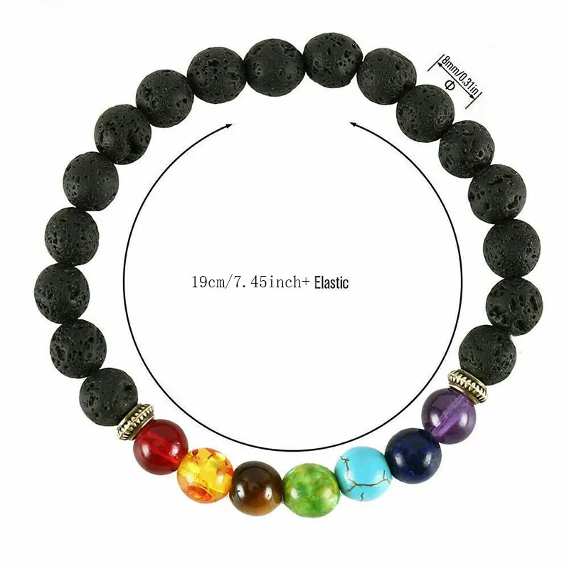 7 Chakra Healing Bracelet Absorb and Release Essential Oils Diffuser Bracelets Crystal Nature Stone Bead Stretch Bracelet