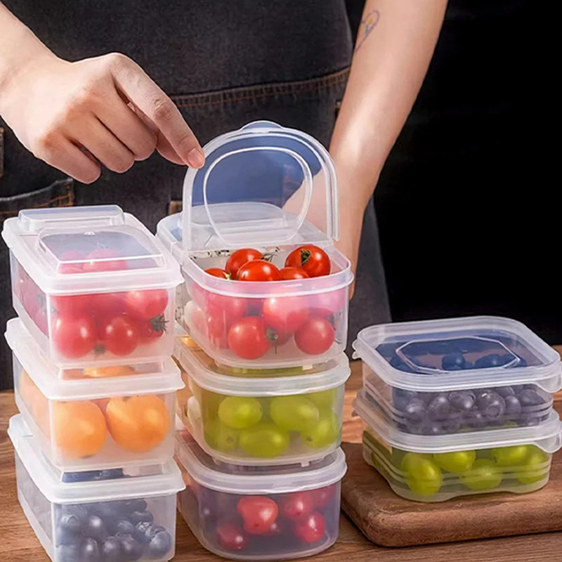 Fruit Vegetable Packaging Food Storage Box Kitchen Refrigerator Fresh-keeping Box Classified Grid Food Storage Containers