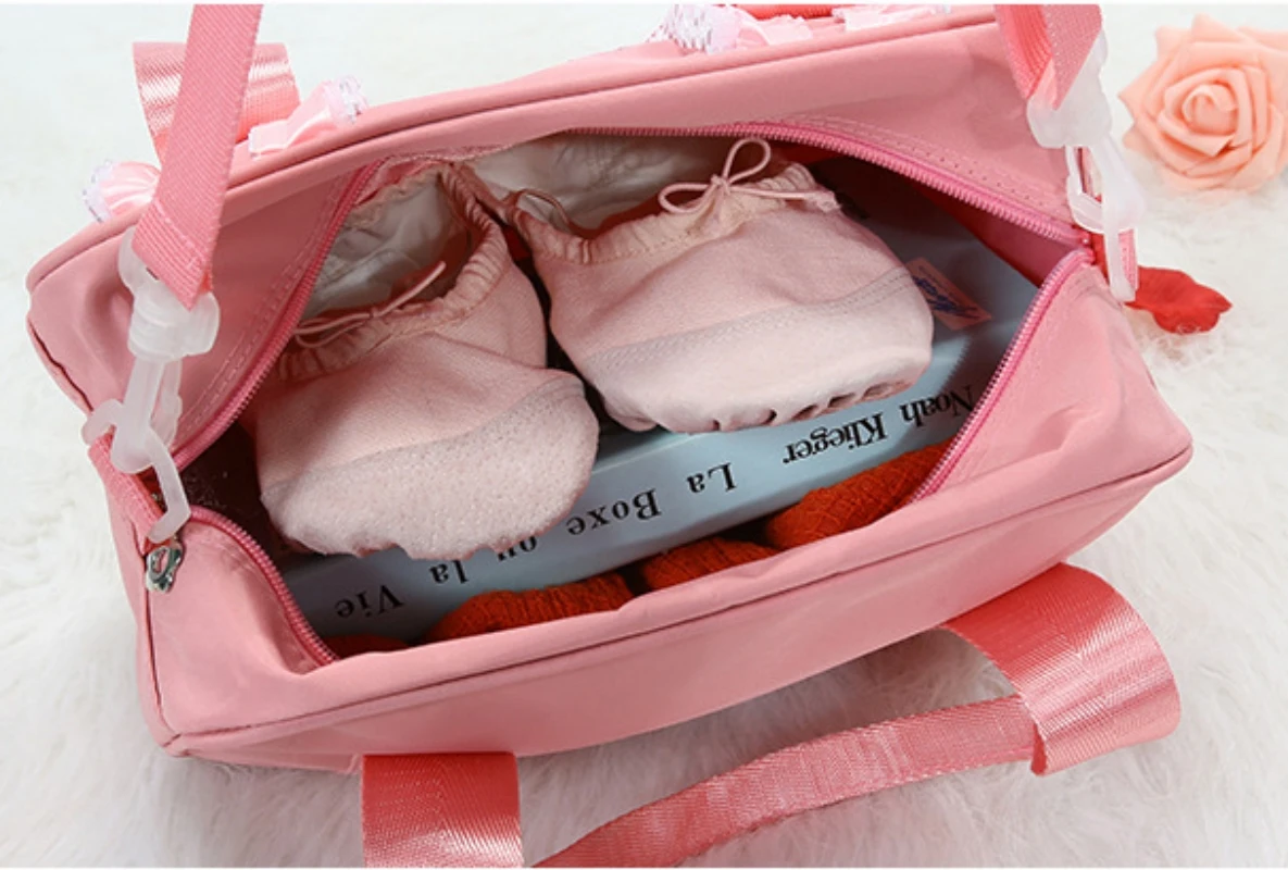 Sac de brevPersonnalisé en Dentelle Rose Brodée pour Fille, Accessoire de Ballet pour Bébé, pour Enfant