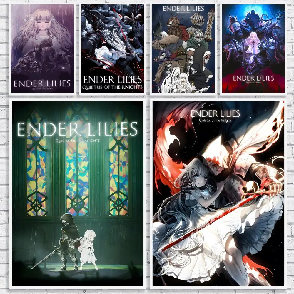 Metroidvania Game E-ENDER LILIES Poster Versatile HD Waterproof Wall Art Self-Adhesive Decor for Any Space Ideal Gift