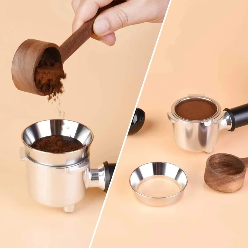 Stainless Steel Espresso Dosing Funnel Compatible Coffee Grinder Powder Dispenser Ring for Home Office Restaurant Use