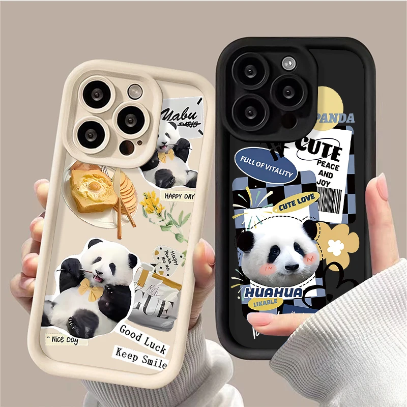 Cartoon Anime Cute Panda Animal Case for Samsung Galaxy S25 S24 S23 Ultra S22 S21 Plus FE 5G A54 A34 A14 A73 A53 A33 5G Cover