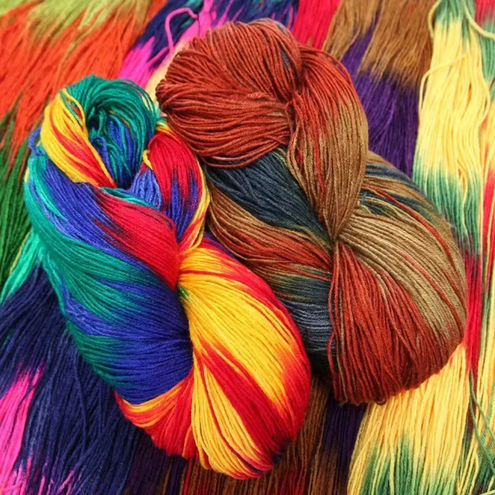 Easy To Use Diy Handmade Acrylic Yarn Crochet Yarn Durability Rainbow Segment Ecological Dyeing Package Content