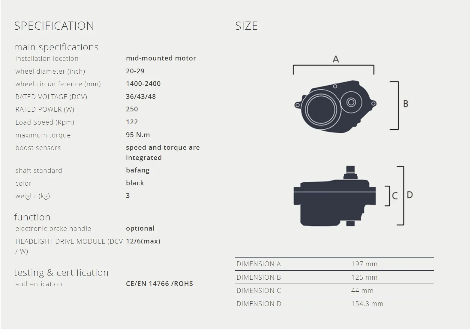 Bafang M510 middle drive system 48V250W mid motor conversion kits with colourful DPC245 BT display for dengfu E10 frame