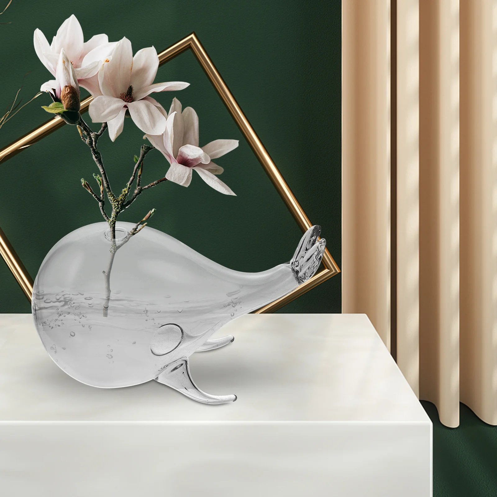 

Glass Planter Vase Whale Vases Decorative Sculpture for Flowers Centerpiece Home Room