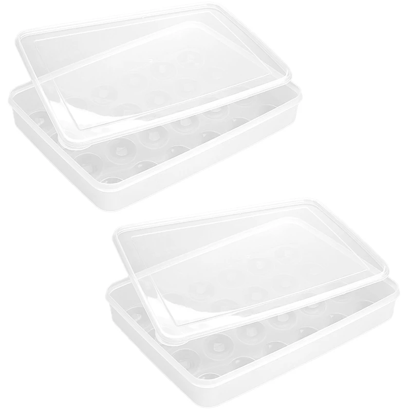 2 Clear Egg Containers With Lid Hold 48 Eggs, Easy Carry Accessory Part Dishwasher Safe Carrier,Stackable