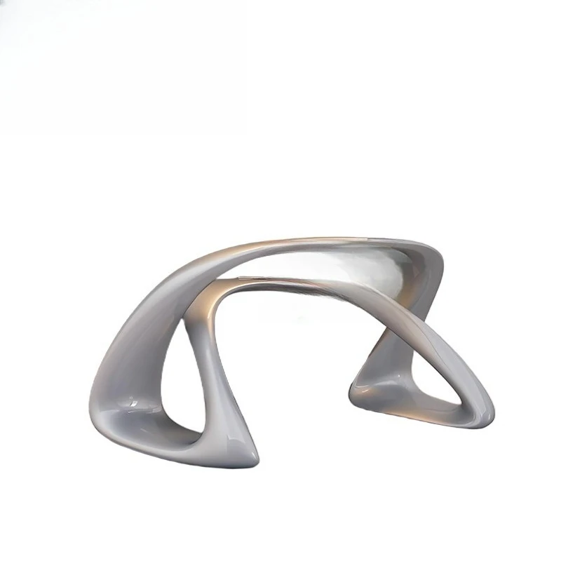 FRP office building reception desk, commercial modern simple curved color reception counter