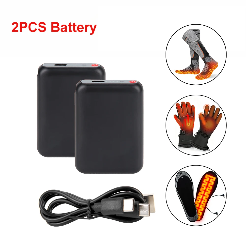 5V 6000mAh Heated Socks Battery for Warm Glove Clothes Shoes Socks Insoles Type-C Charging Winter Outdoor Mobile Power Bank