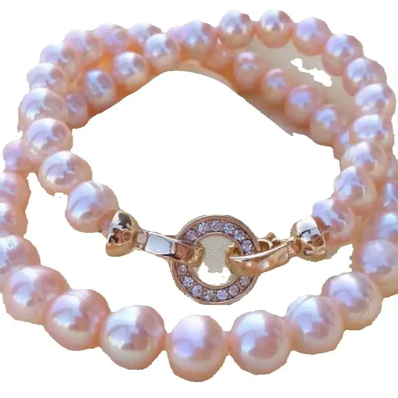 Beautiful Elegant 9-10mm AAA+South Sea Gold Pink Pearl Necklace 18inch Suitable For Any Occasion