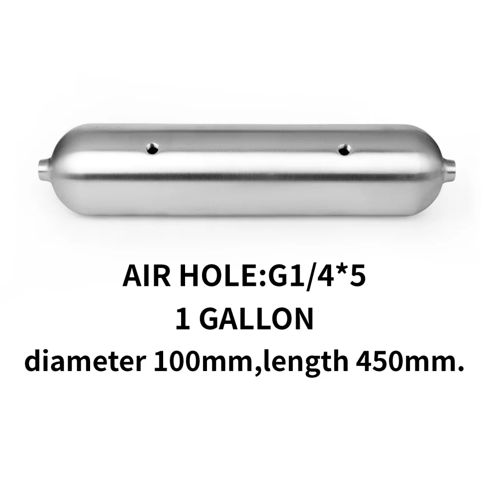 Universal 1 Gallon G1/4*5 Air Hole Chrome Air Tank Aluminum Seamless Process Polished Special