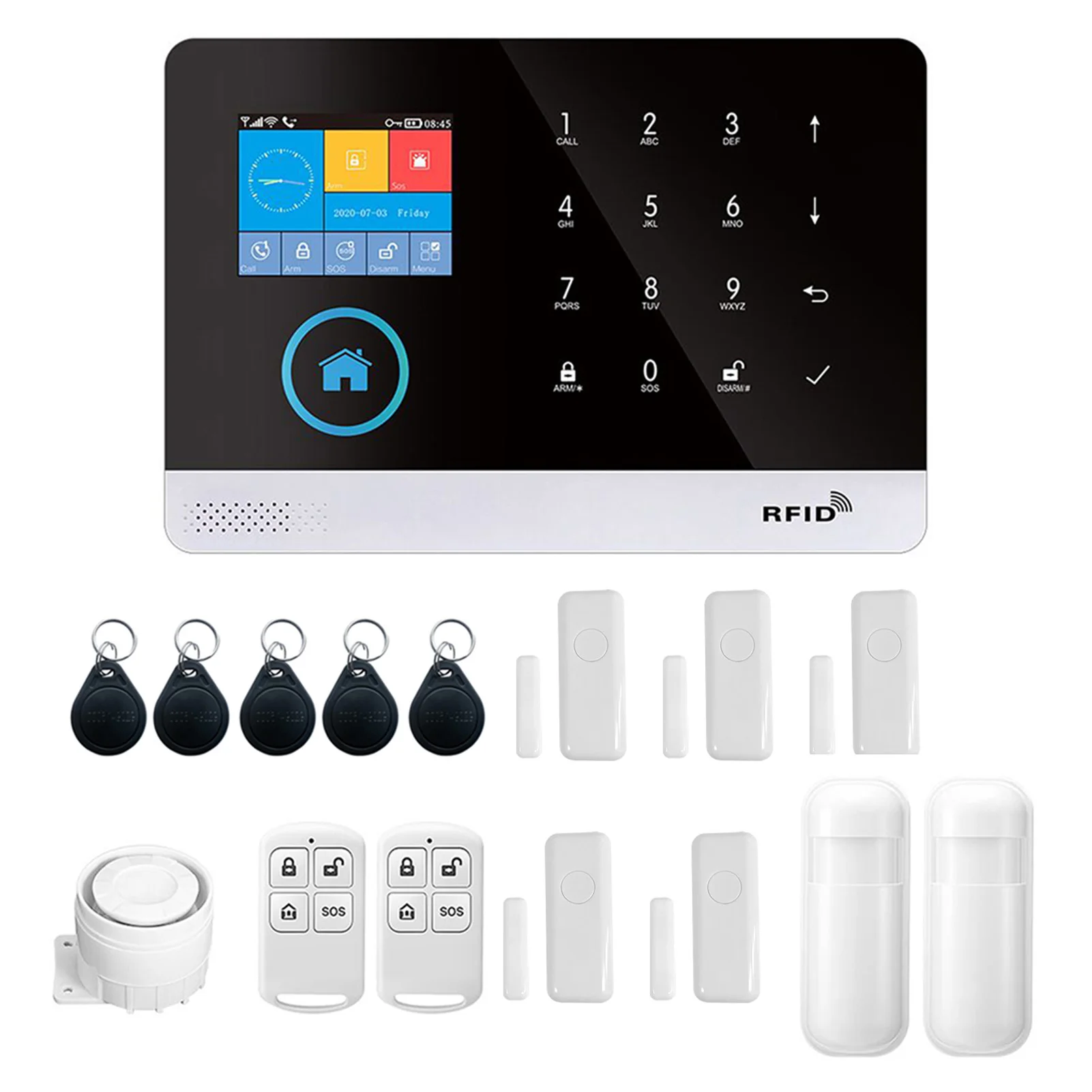 

Alarm Security System 433MHz APP Intelligent Voice Control Wireless WiFi GSM Advanced TFT LCD Screen Home Security System