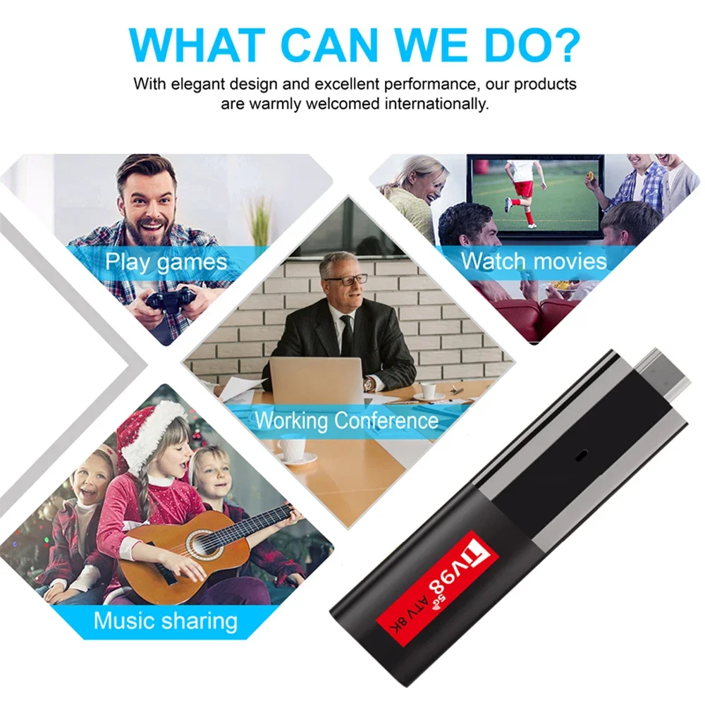 TV Stick Android 14 Smart TV98 ATV Поддержка 8K Видео 4K BT5.0 WiFi6 Allwinner H618 Четырехъядерный процессор Cortex A53 Голосовой пульт Smart TV Box