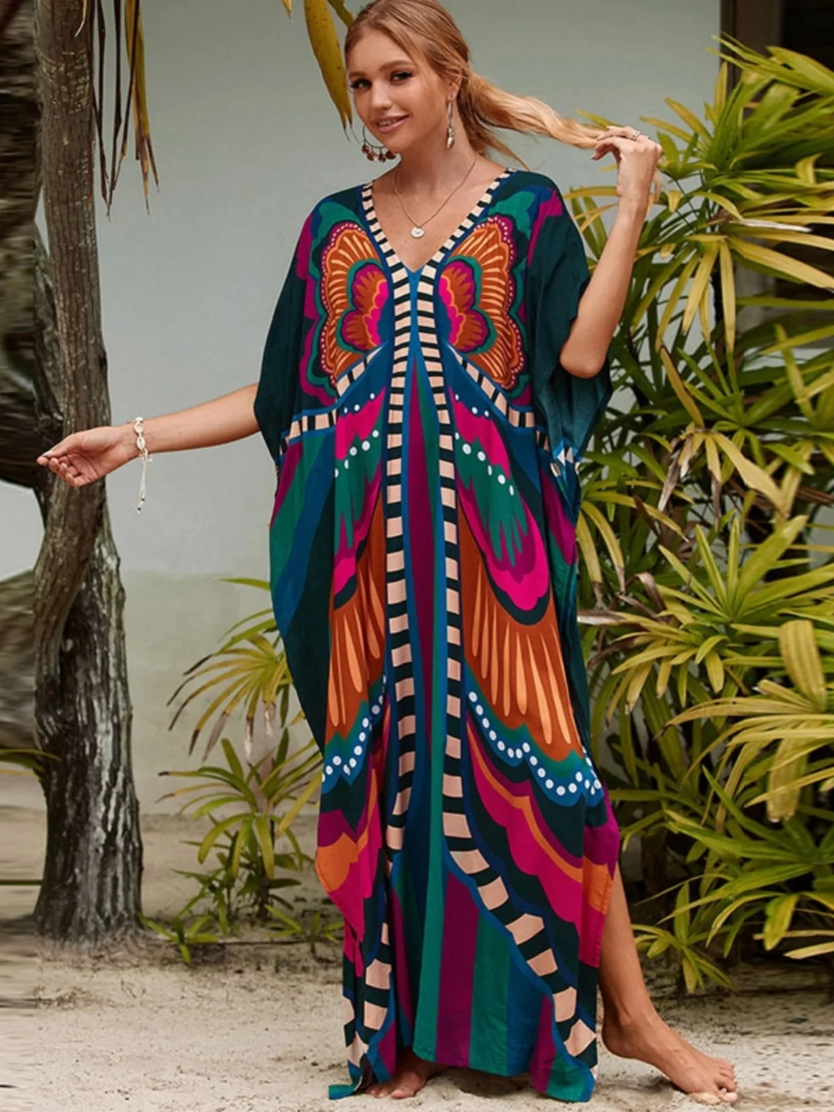 Loose Tie-Dye Dress Seaside Vacation Bohemian Beach Elegant Gradient Color