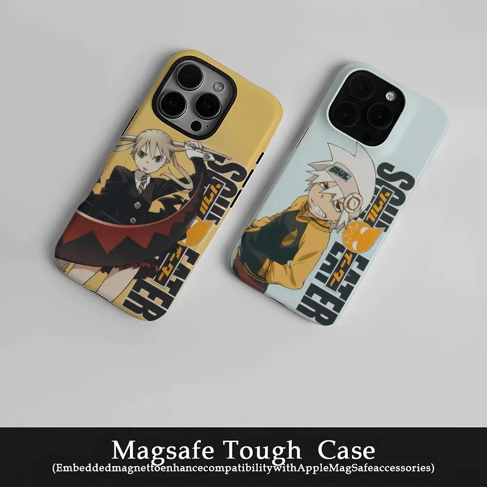 

S-Soul E-Eater Phone Case Film Korean INS For IPhone 16 15 14 13 12 11 Pro Max Plus Luxury Magnetic Double-layer Cover