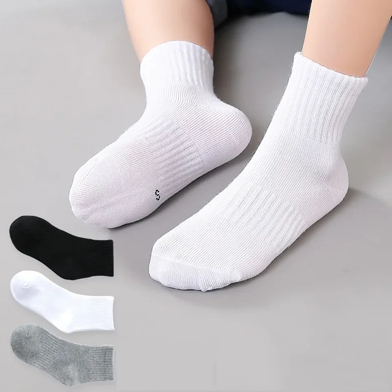 3 Pairs 3-15 Years Kids Socks Boys Girls Spring Autumn Cotton Striped School Students Sports Children Socks Teenager Socks