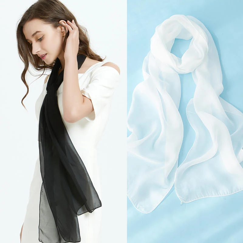 

Модный однотонный шелковый шарф с имитацией женского шифонового хиджаба, шарфы, длинный марлевый легкий шарф на шею, шаль из жоржета, хиджаб