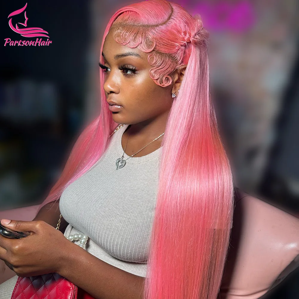 

Light Pink 13X4 Lace Front Straight Human Hair 613 Wigs Transparent Lace Peruvian Remy 13x4x1 T Part Wigs For Women Pre Plucked