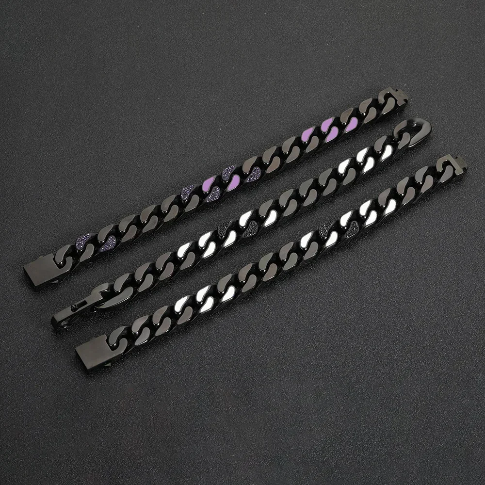 2026Stainless Steel Cuban Chain Niche Design Sense Hip Hop Rap Titanium Steel Zircon Men\'s Bracelet Jewelry