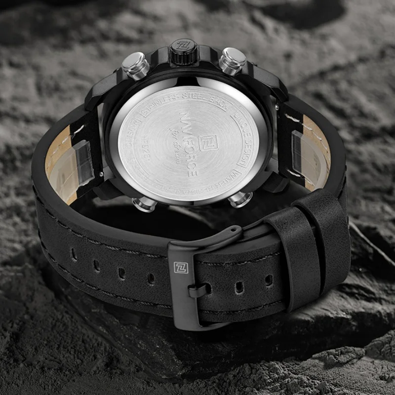 جديد NAVIFORCE العلامة التجارية ساعة رجالية حقيقية الساعات الرياضية الرجال الجيش العسكرية كوارتز ساعة اليد كرونوغراف الذكور التاريخ والتاريخ على مدار الساعة #6