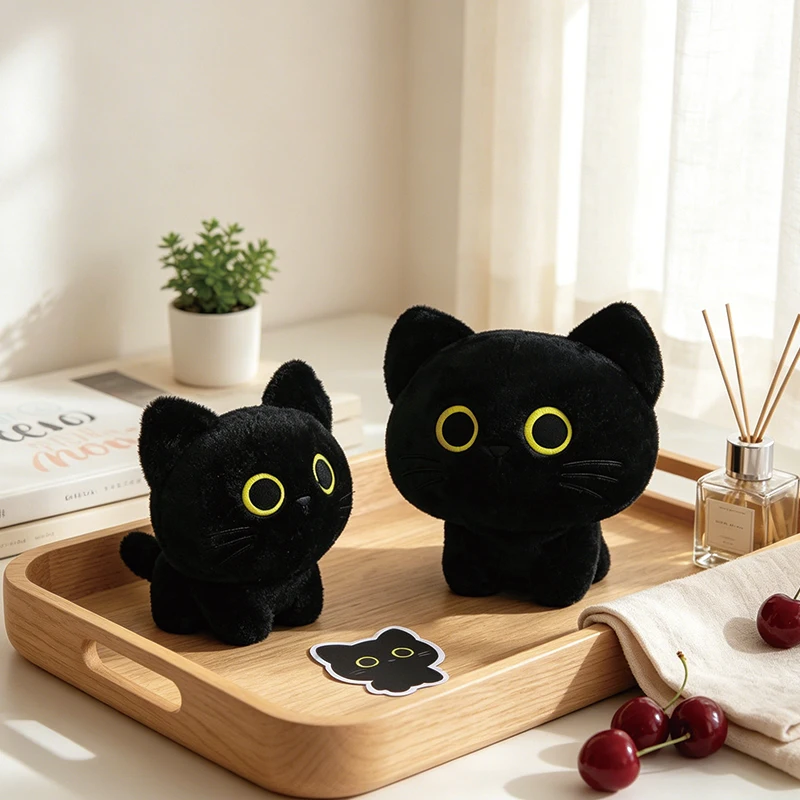 

Kawaii Cat Plush Dolls Black Fluffy Pendant Stuffed Animal Kitten Cute Soft Toys Birthday Present Boys Girls Kids Home Bag Decor