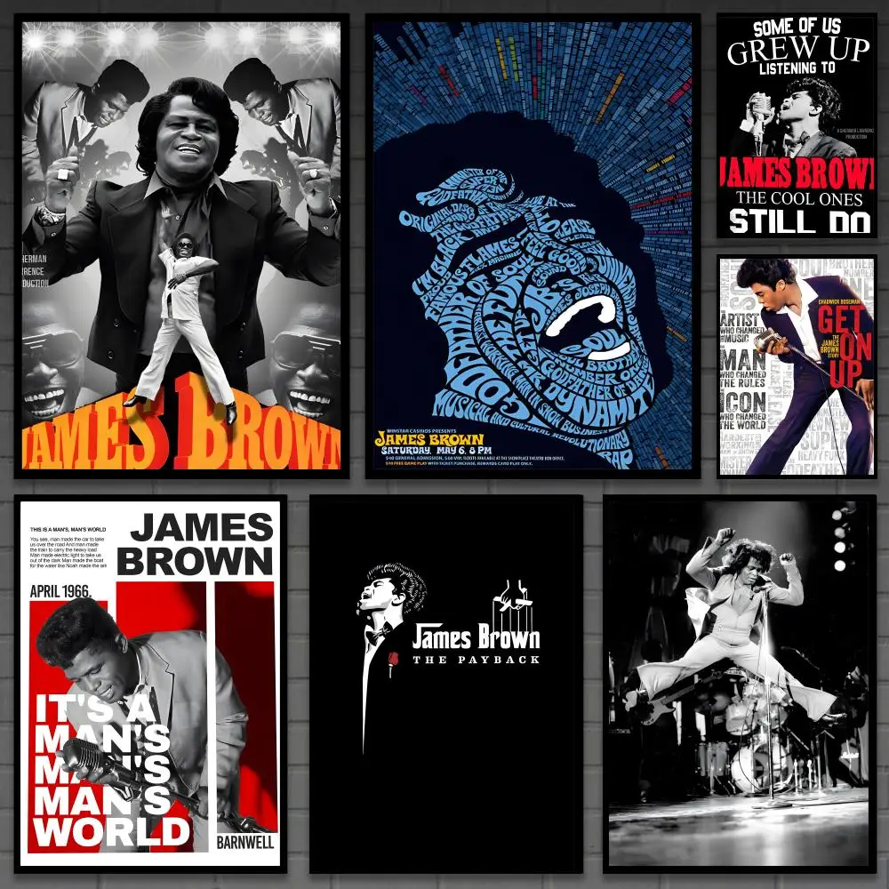 J-James Brown singer Poster Versatile HD Waterproof Wall Art Self-Adhesive Decor for Any Space Ideal Gift