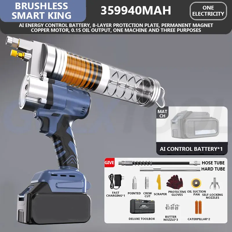 

Brushless Electric Grease Gun High-Pressure Excavator Oil Injector Fat Machine Tools For Automobile Bearing Chain lubrication