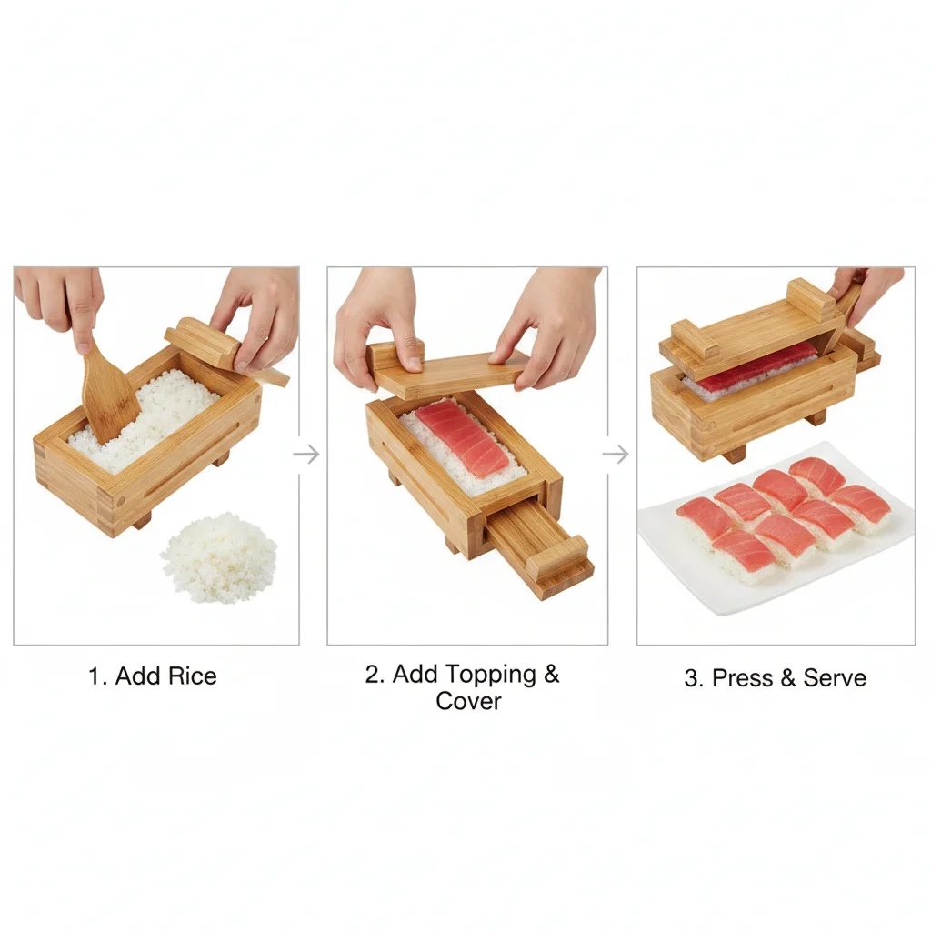 Rice Mold Box Wooden Sushi Press Mold Portable Rectangular Thousand Layer Sushi Mold Flat Press Sushi Press Maker Kitchen