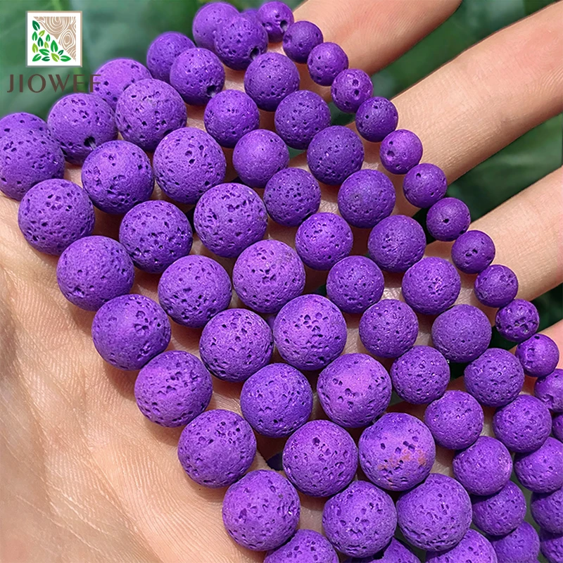 Natural Purple Lava Hematite Beads Round Volcanic Rock Beads DIY Bracelet Necklace For Jewelry Making 15\'\' Strand 4/6/8/10mm