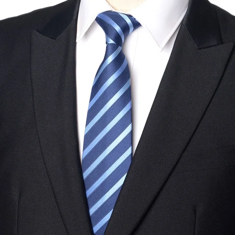 Striped suit tie, business professional zipper, lazy person tie, office worker tie, men's shirt tie