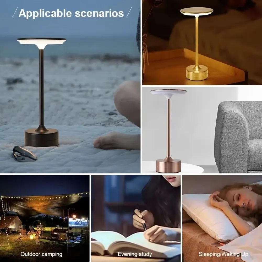 Creative LED Light Source Crystal Lamp Touch Dimming Wireless Desk Bedside Lamp Metallic USB Desk Lamp Home Decor
