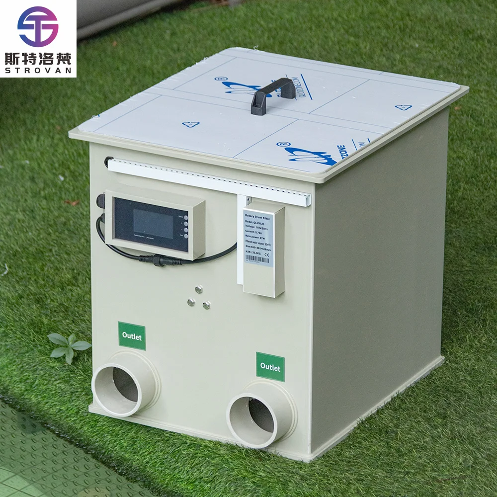 Automatic Backwash Home Use 20m³/h Fish Pond Filter Aquaculture Fish Farm Koi Pond 5300 Gal/h Rotary Drum Filter
