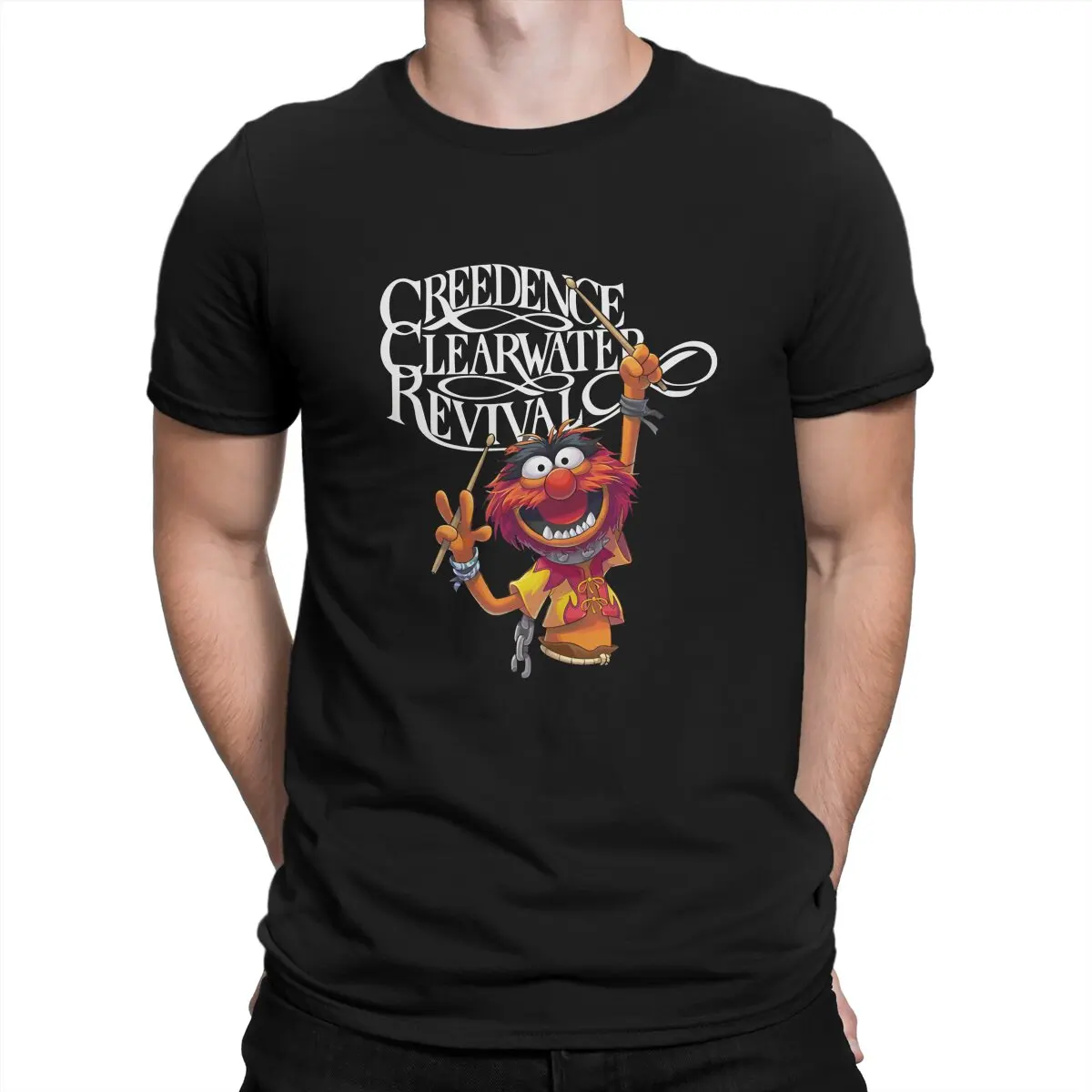 The Muppet Show Animal Drummer Creedence Clearwater Revival T Shirt Vintage Fashion Men\'s Tshirt Polyester Men Tops