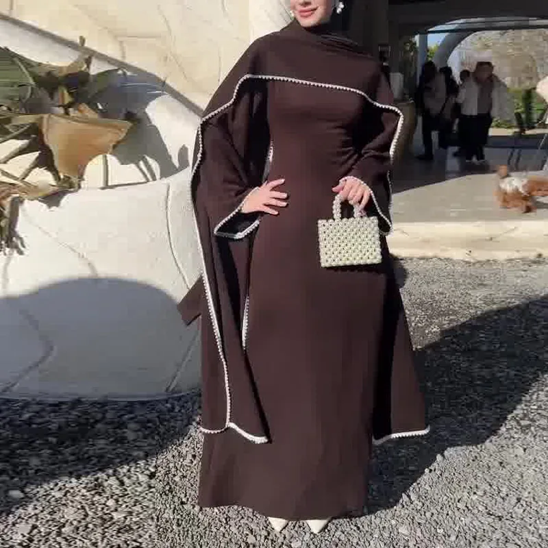 Luxury Pearl-trimmed Figure-hugging Solid Shawl-neck Dress Long Sleeves Robe Women Wedding Dresses White Party Evening Gown New