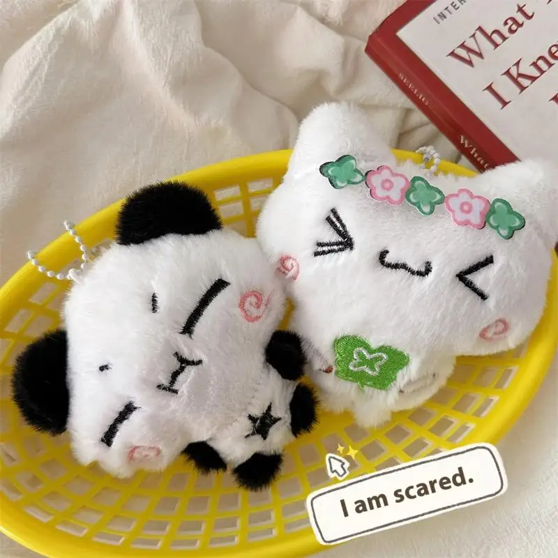 Animal dos desenhos animados coelho panda pingente de pelúcia chaveiro kawaii moda chaveiro para mulheres meninas bonito mochila pingente acessórios