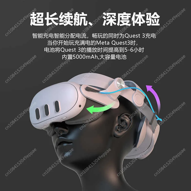 Upgrades Head Strap for Meta Quest 3 Fast Charging Head Strap Extend VR Headset Playtime for Oculus Quest 3