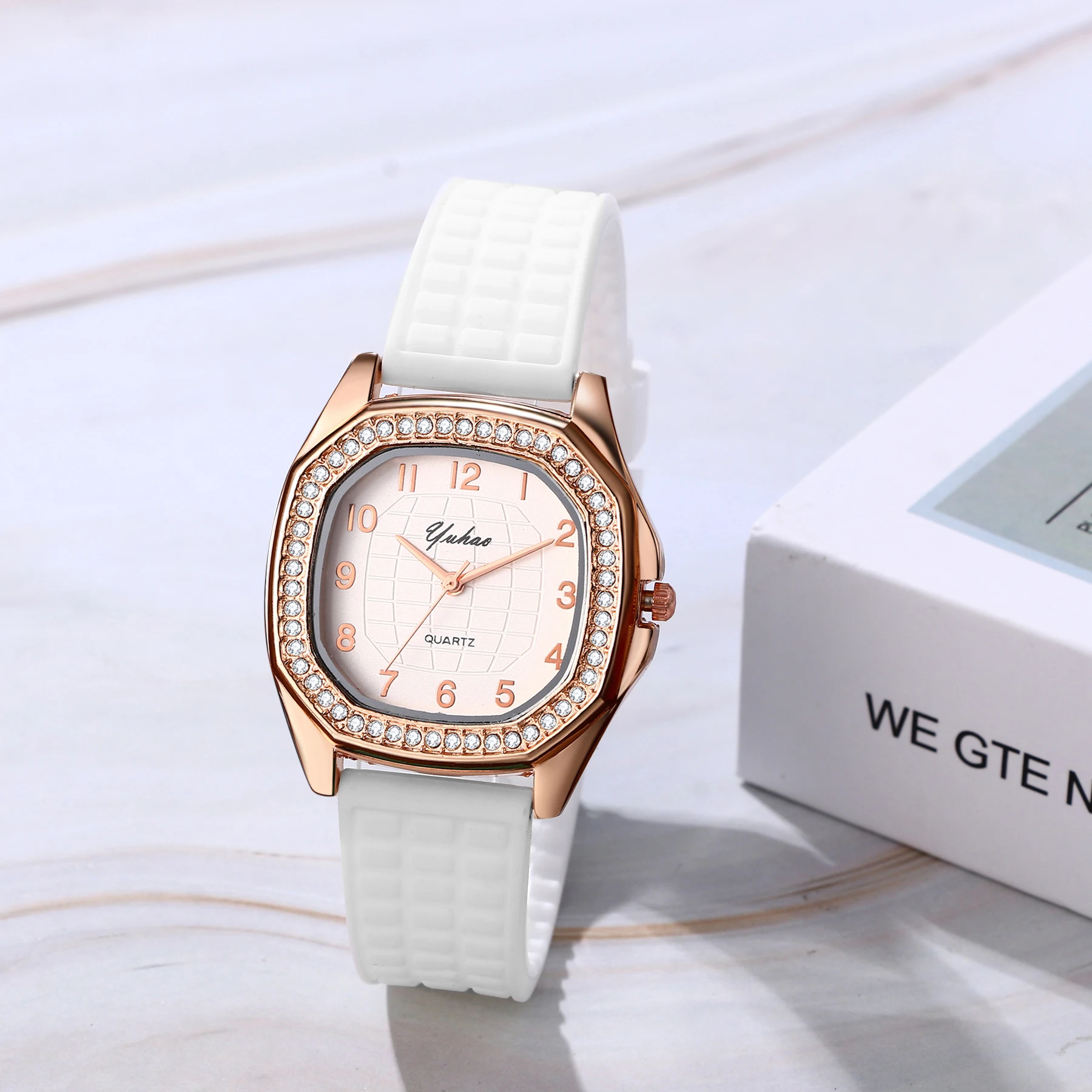 Lancardo-Relógio esportivo feminino quadrado branco, relógio de quartzo impermeável, pele de primo, silicone confortável, pulseira gelatinosa, presentes de dia dos namorados