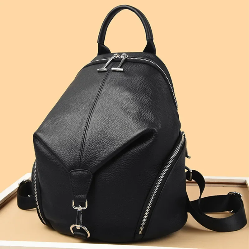 100% Genuine Leather backpack Fashion Luxury Women's bag Designer High Quality Female backpacks Ladies Cowhide Travel back pack