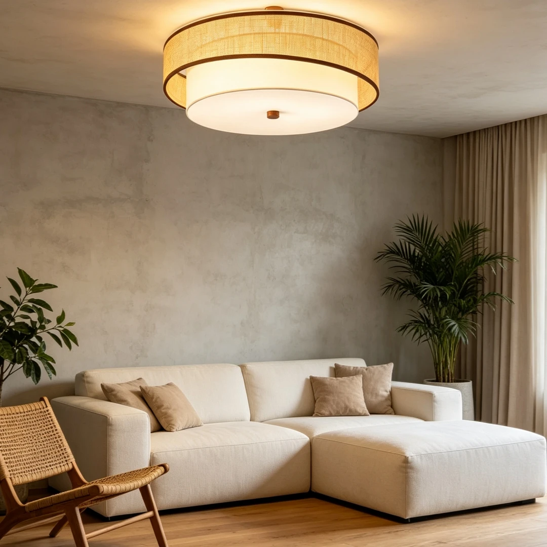 Japanese Ceiling Light Round Double Layer Fabric Ceiling Lamp for Apartment Study Entryway Household Decor Elegant Light ﻿