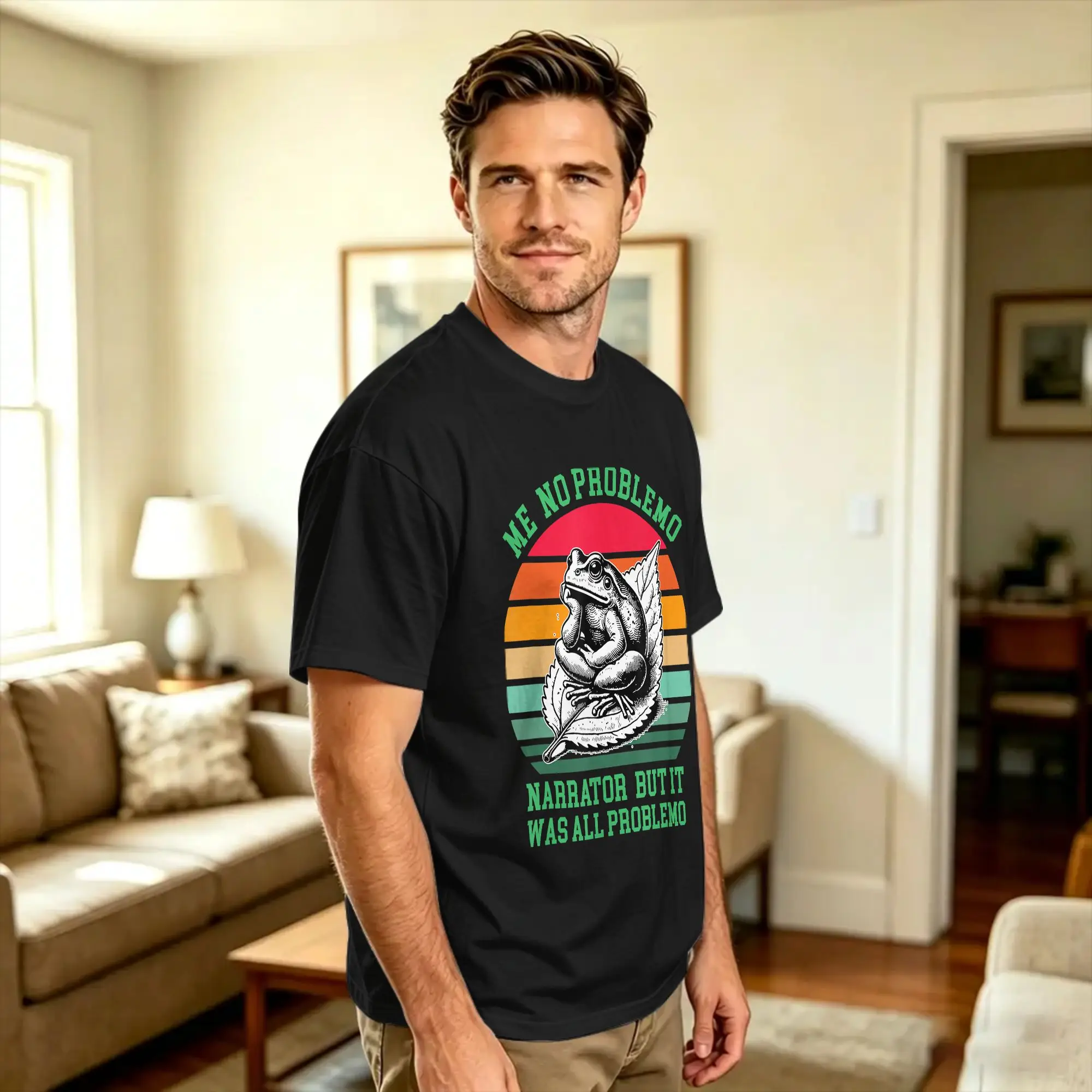 Vintage T-Shirt Me No Problemo Narrator But It was All Problemo Frog 100% Cotton T Shirts  Hippie Tee Shirt  Short Sleeve Tees