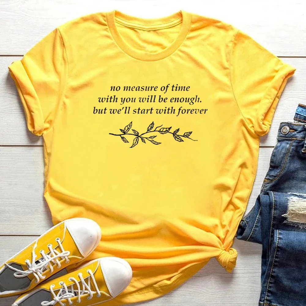 Bella and Edward T Shirt We'll Start with Forever Quote Shirt Twitlight Movie Inspired T-Shirt Women Short Sleeve  Tops