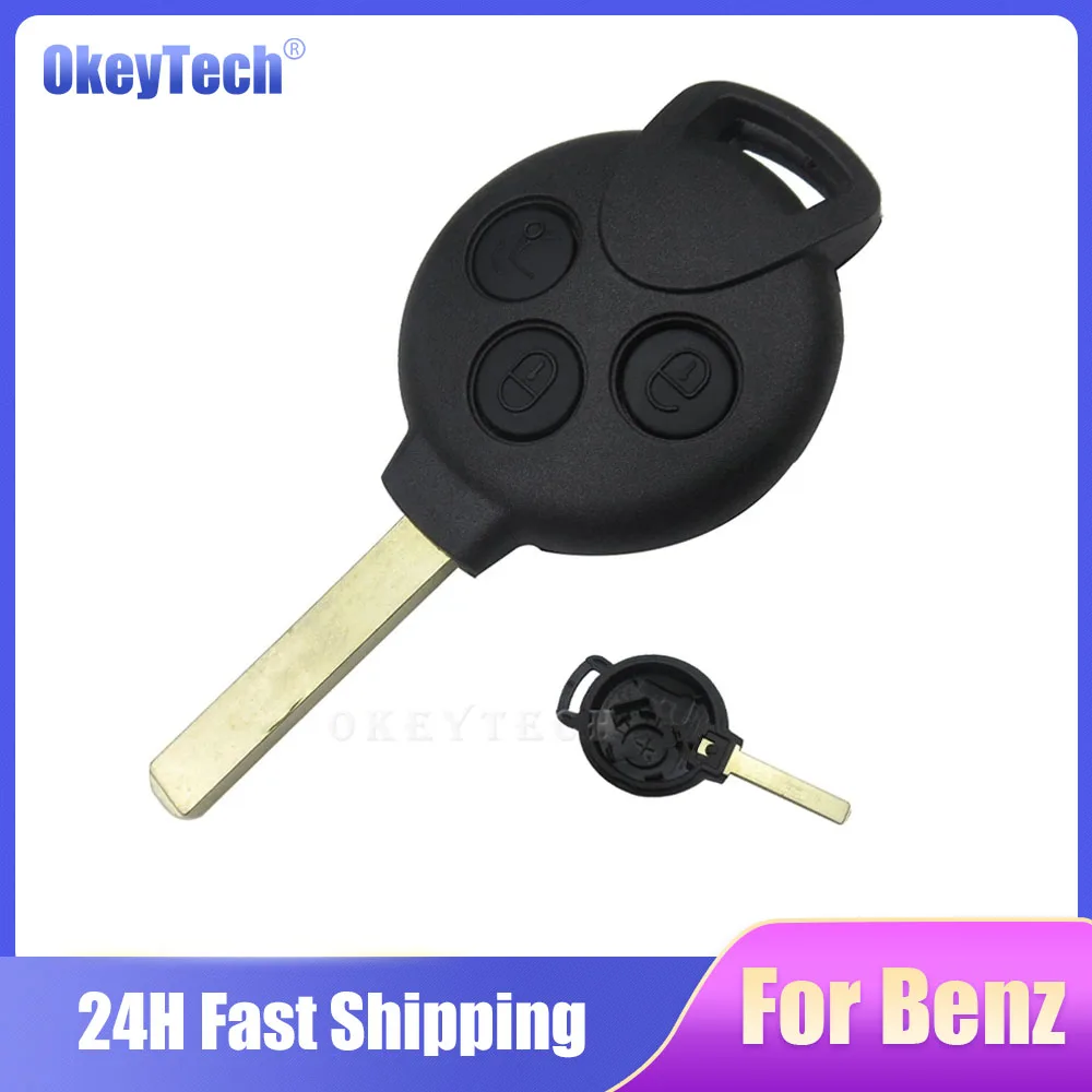 

Okeytech 3 Buttons Remote Car Key Shell Replacement For MERCEDES For Benz Smart City Coupe Cabrio Crossblade Fortwo Roadster