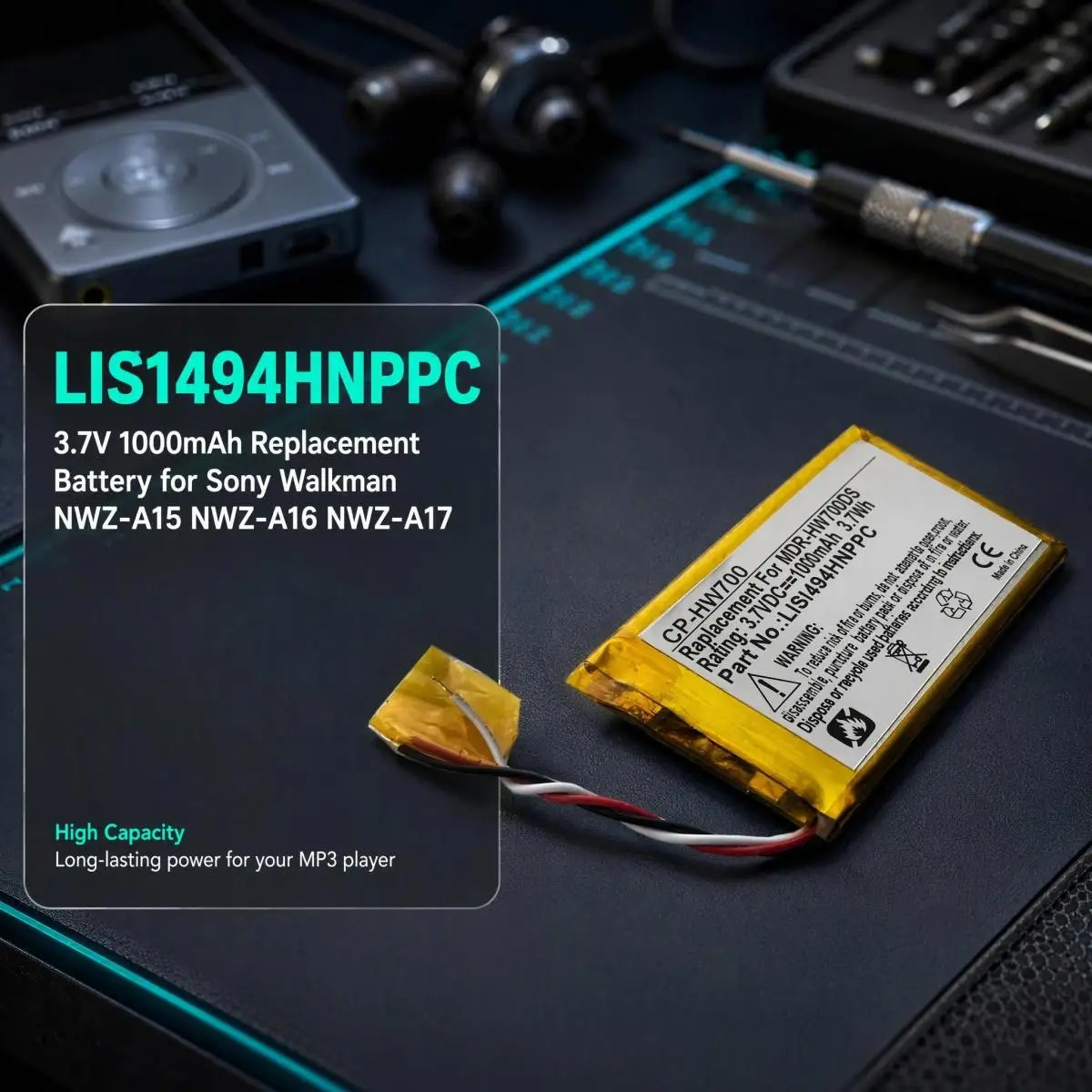 LIS1494HNPPC Replacement Battery 3.7V 1000mAh for Walkman NWZ-A15 NWZ-A16 NWZ-A17