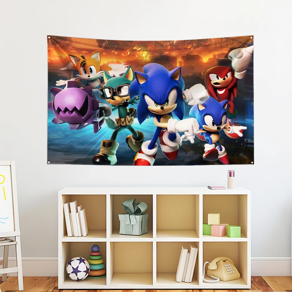 Sonics 3x5 Ft Flag Polyester The Hedgehog Digital Printing Advertise Banner Garage Wall Art Out Door Decoration With Grommets