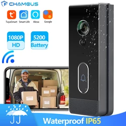 Tuya Smart home Video Doorbell Camera 1080P HD WiFi Door Bell Waterproof IP65 Phone Intercom 5200mAh Battery Alexa Google Home