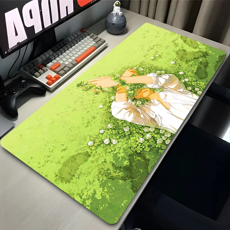 Size Mouse Pad Gaming Anime Scenery Mousepad Rubber Mouse Mat Green Plants Gamer Desktop Mat Mechanical Keyboard Pads Mousepads