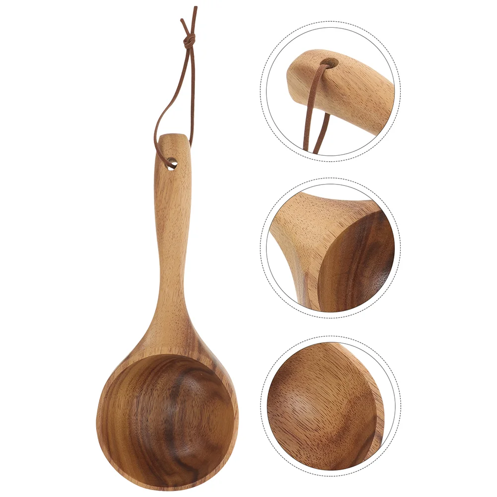 2 Pcs Bath Tools Cooking Ladle Shampoo Rinse Cup Sauna Room Shengshui Kitchen Water Dipper Wood Wooden Spoon Bathroom