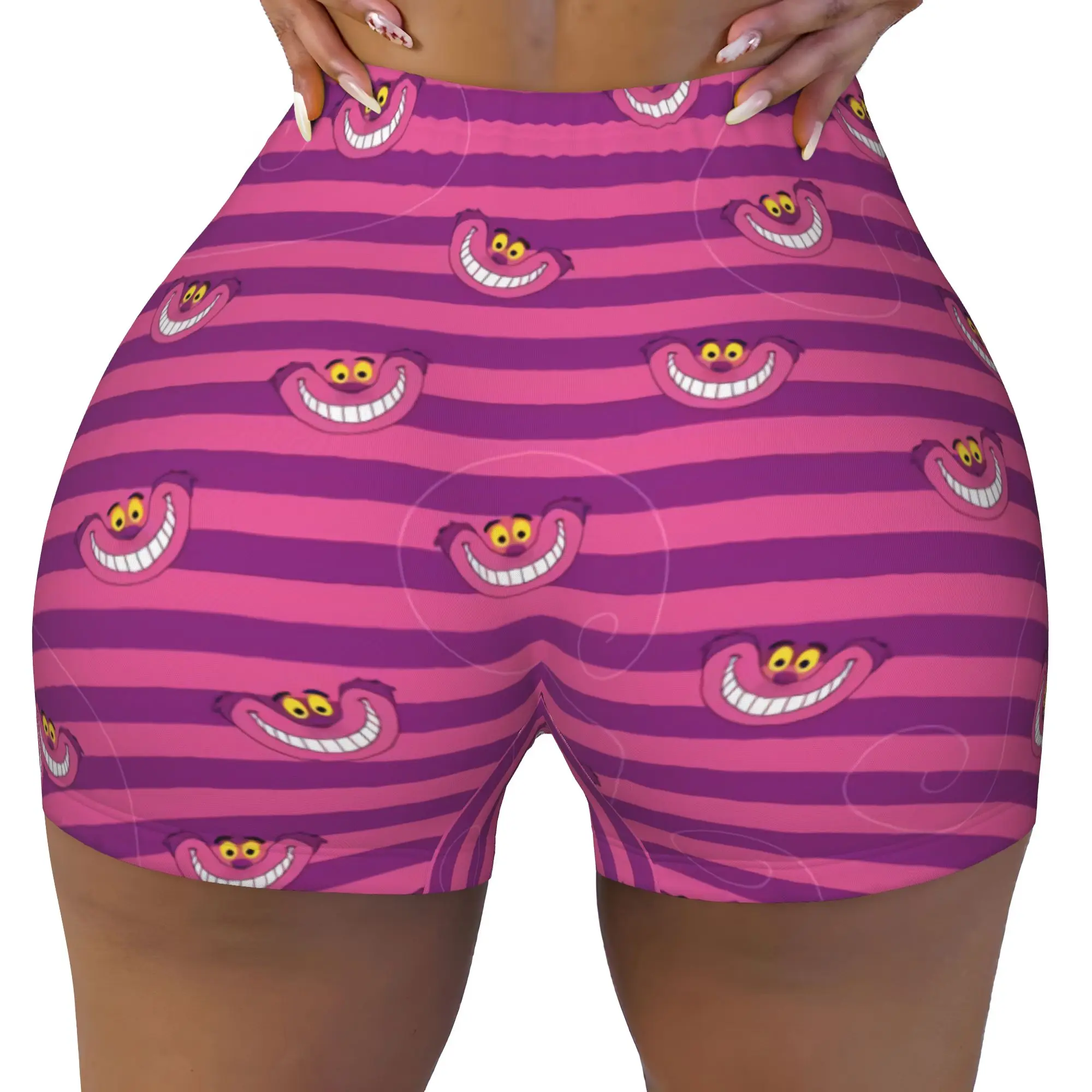 Custom Cheshires Anime Cat Gym Volleyball Biker Shorts Women Cartoon Animal Workout Yoga Shorts