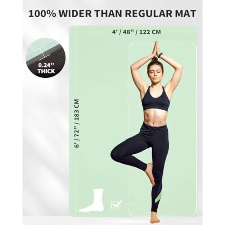 Yoga Mat for home gym flooring, TPE material, black, extra thick 6mm-12mm with high-density cushioning for joint protection