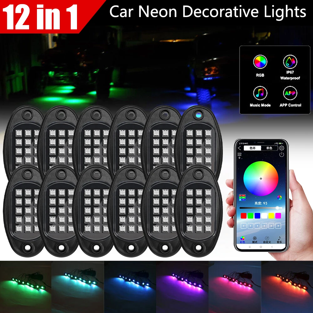 Off road vehicle chassis light modification in car remote control RGB ambient light Bluetooth APP voice controlled decorative